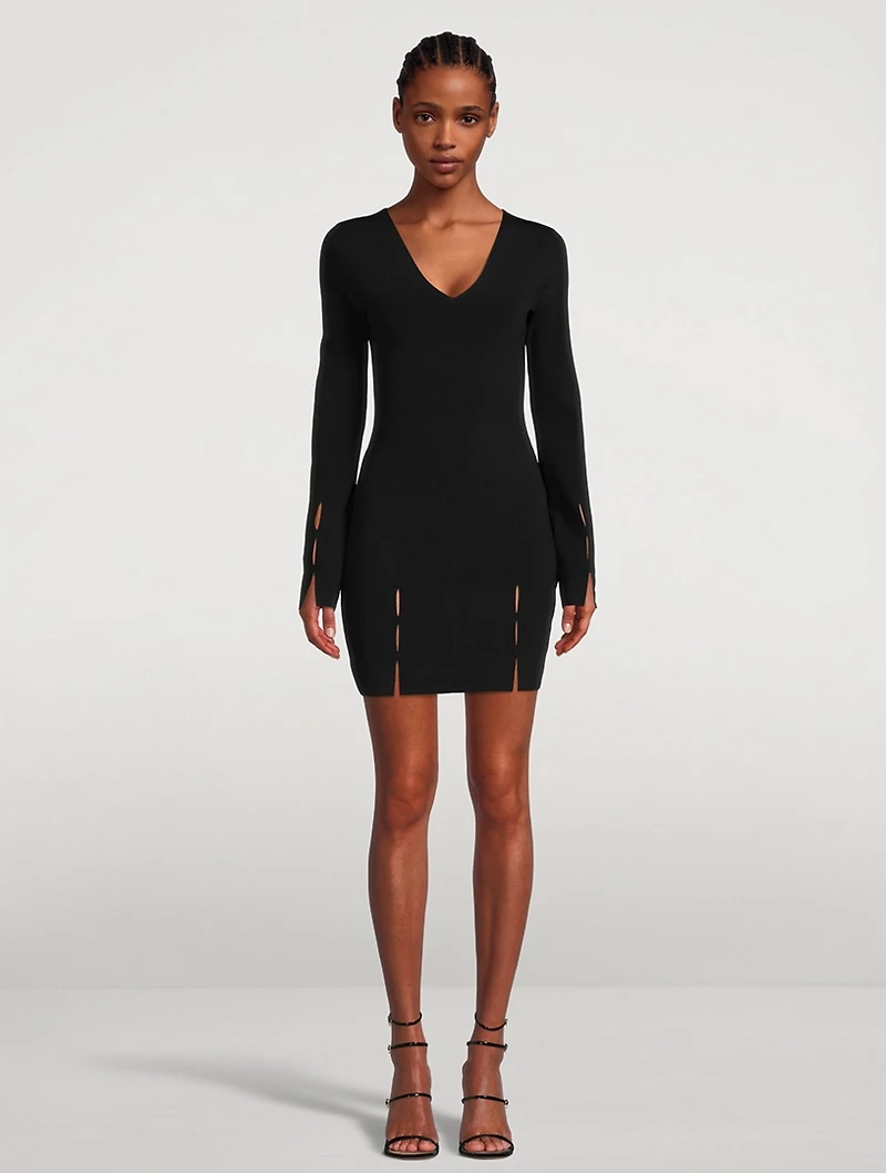 Slit Knit Mini Dress