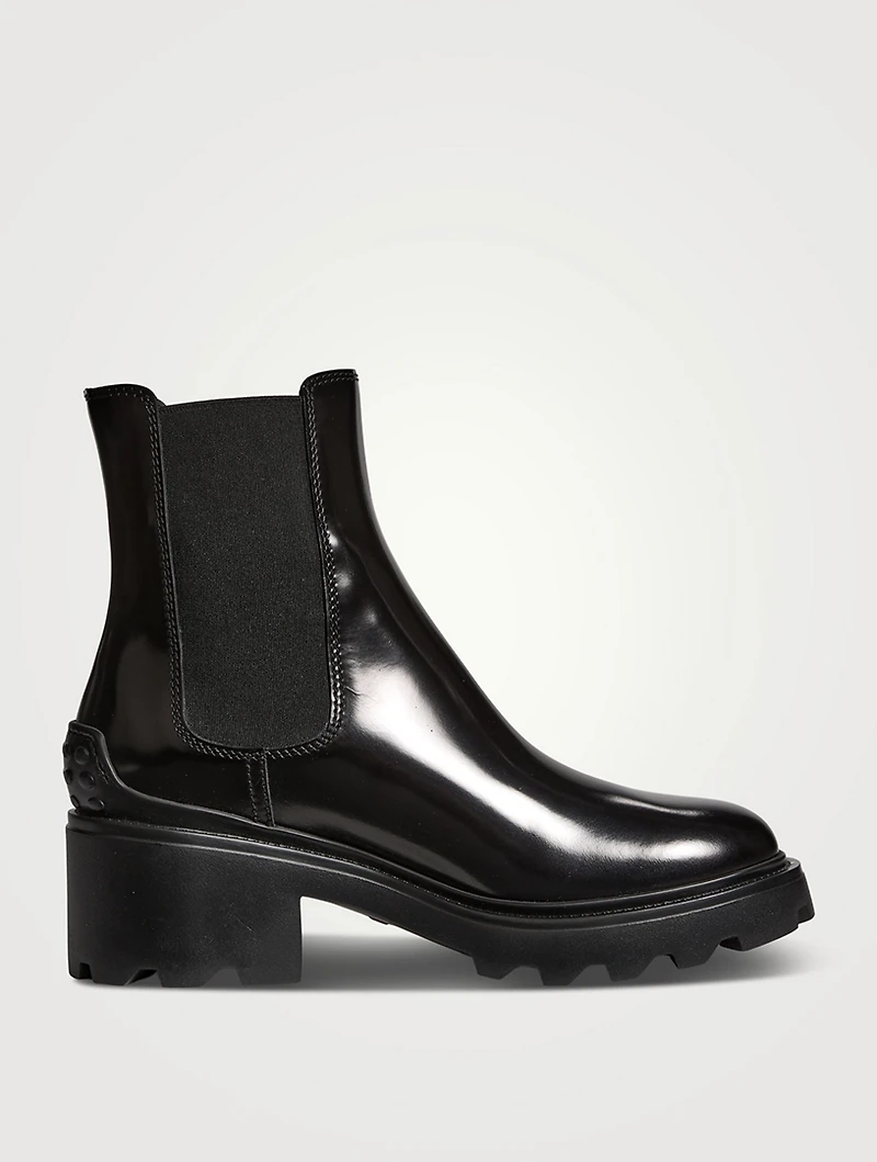 Leather Block-Heel Chelsea Boots