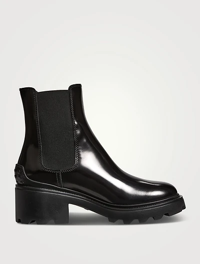 Leather Block-Heel Chelsea Boots