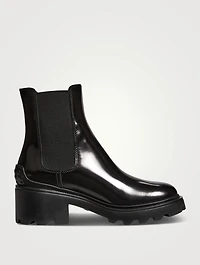 Leather Block-Heel Chelsea Boots
