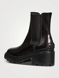 Leather Block-Heel Chelsea Boots