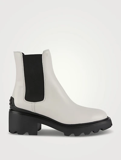 Leather Block-Heel Chelsea Boots