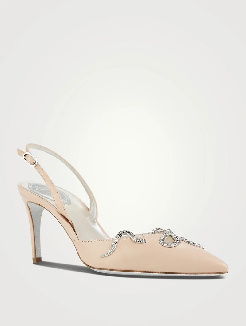 Morgana Crystal Satin Slingback Sandals