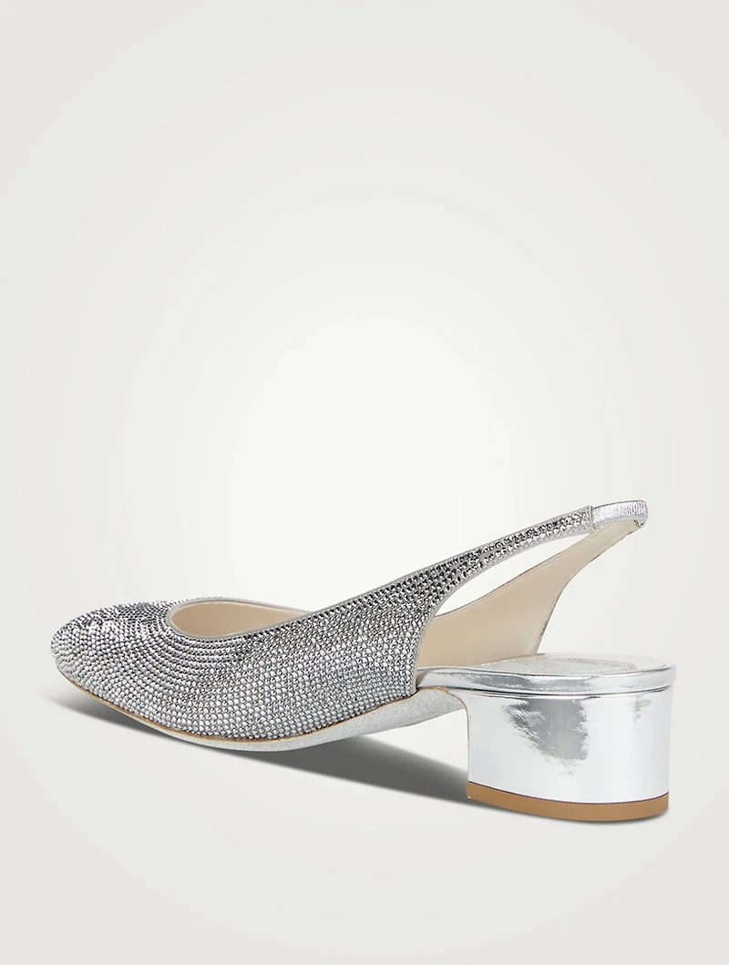 Crystal Satin Slingback Pumps