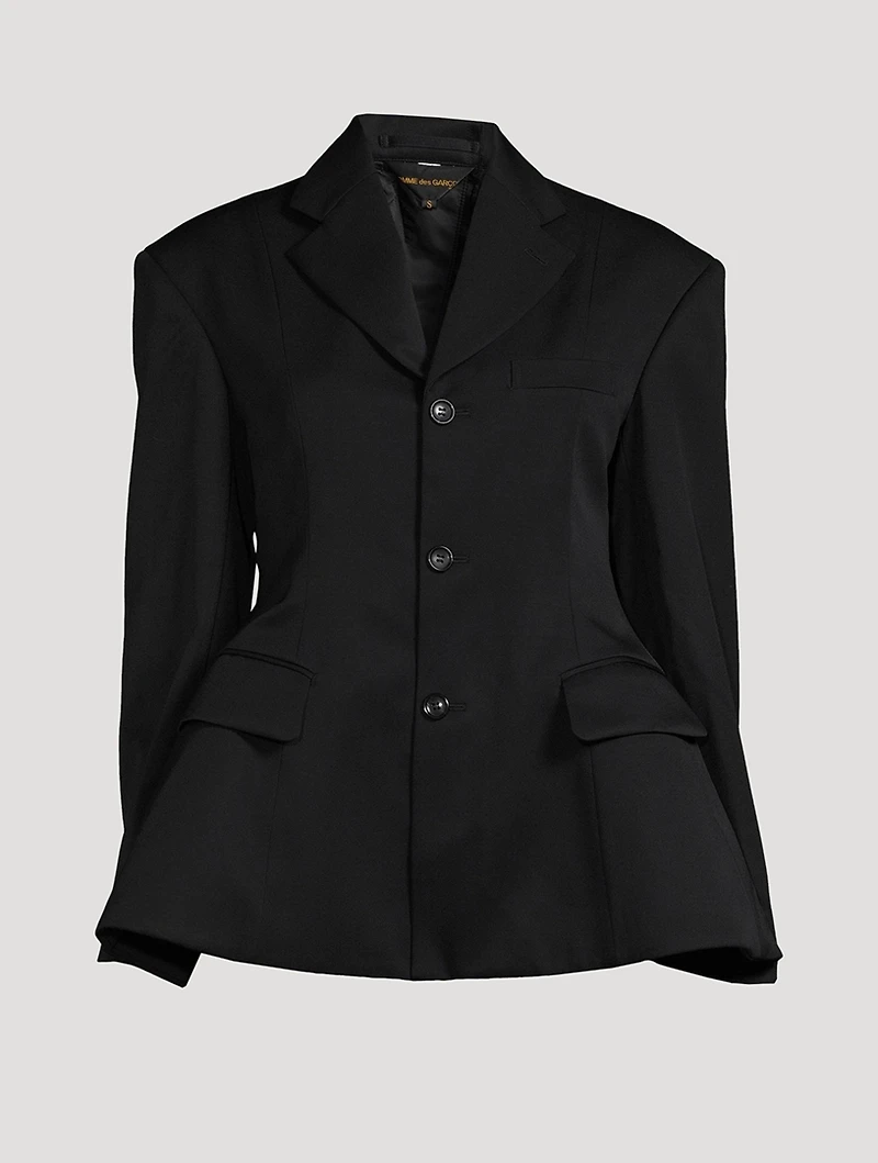 Split-Back Wool Peplum Blazer