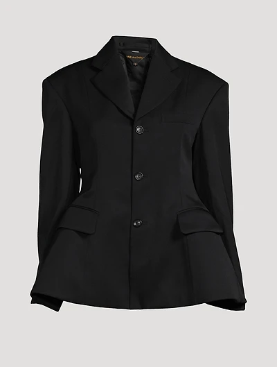 Split-Back Wool Peplum Blazer