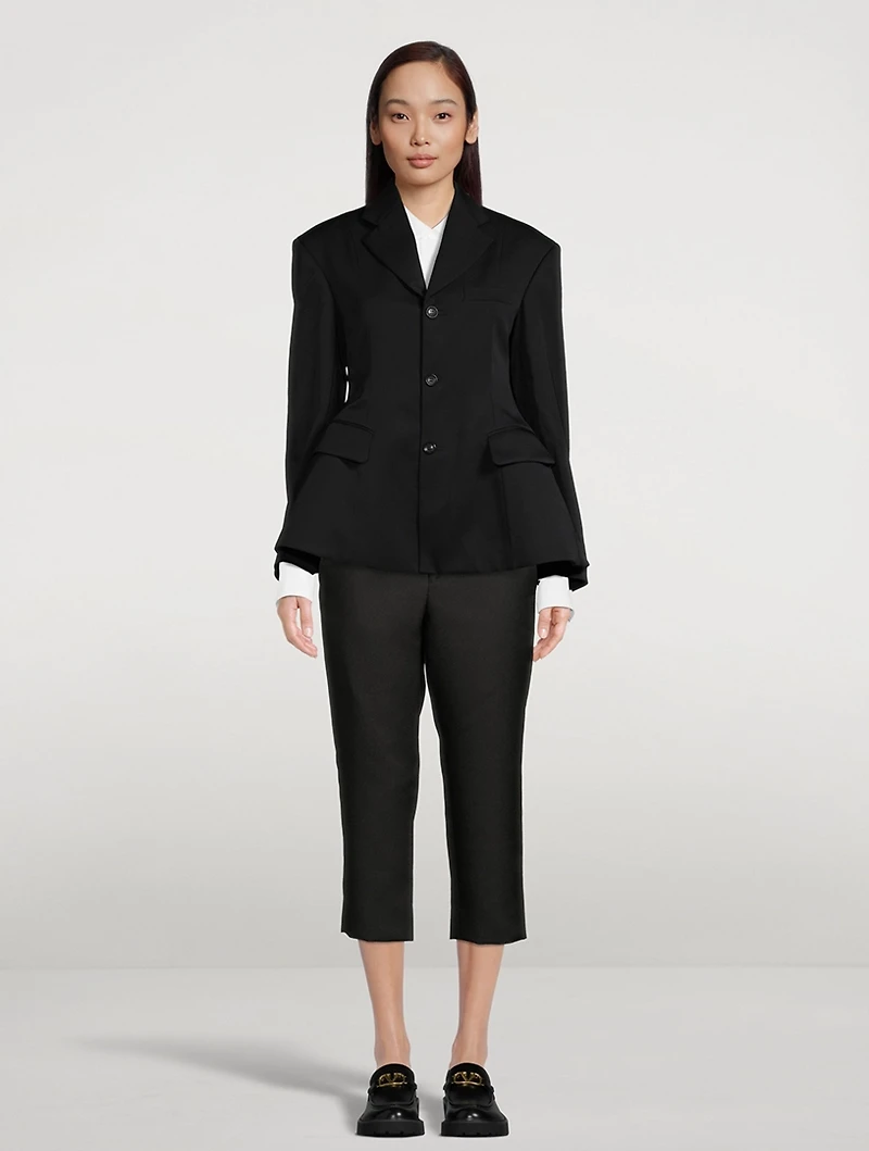 Split-Back Wool Peplum Blazer