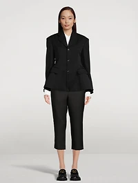 Split-Back Wool Peplum Blazer