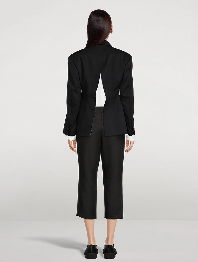 Split-Back Wool Peplum Blazer