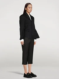 Split-Back Wool Peplum Blazer