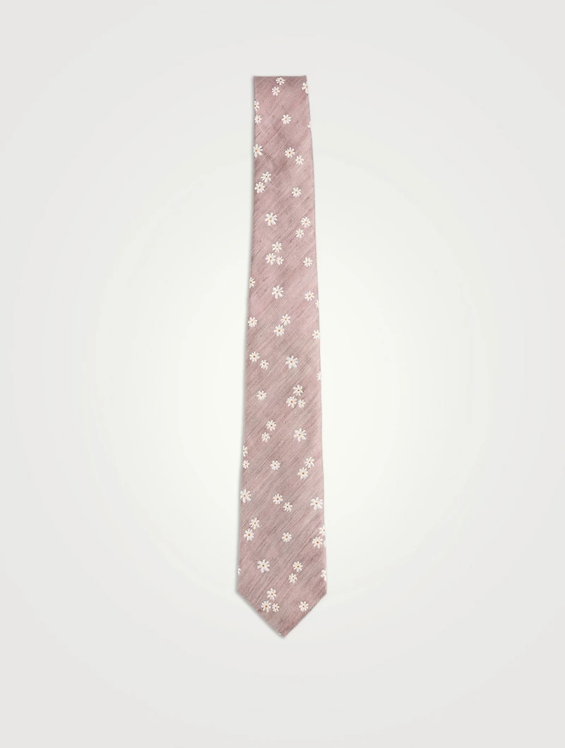 Silk And Linen Printed Tie