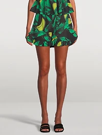 Ruffle Shorts Tropical Print