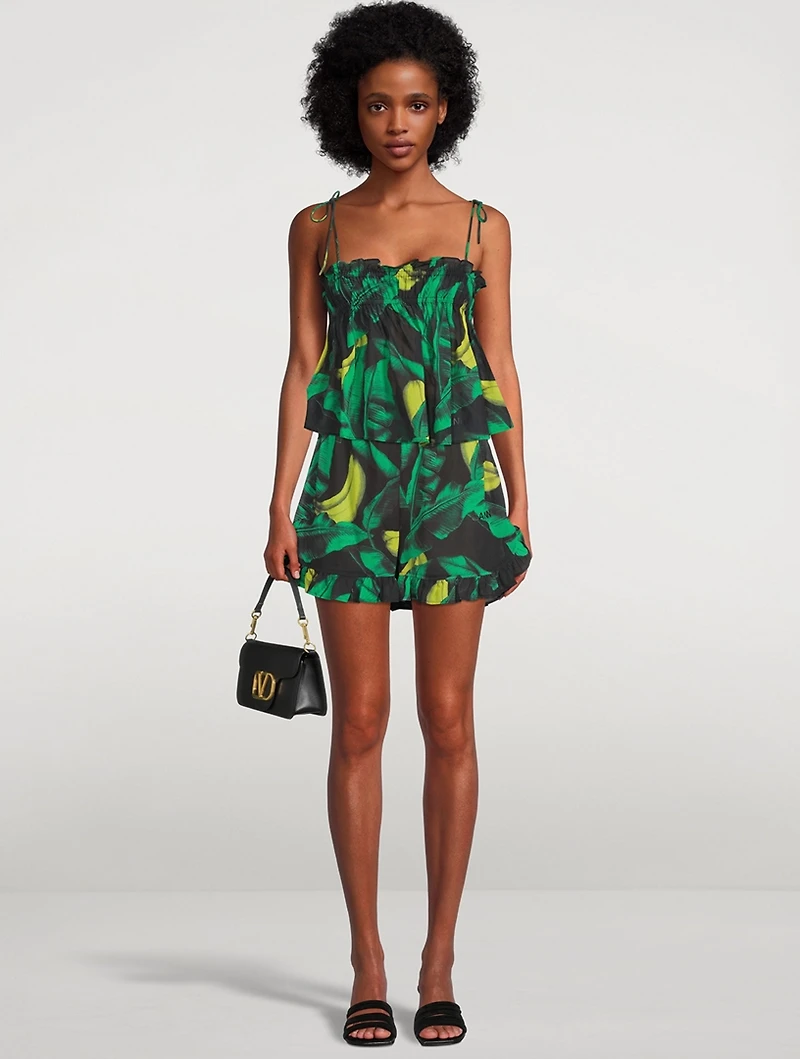 Ruffle Shorts Tropical Print