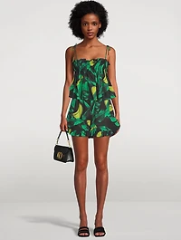 Ruffle Shorts Tropical Print