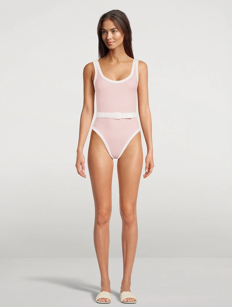 Volley Belted One-Piece Swimsuit