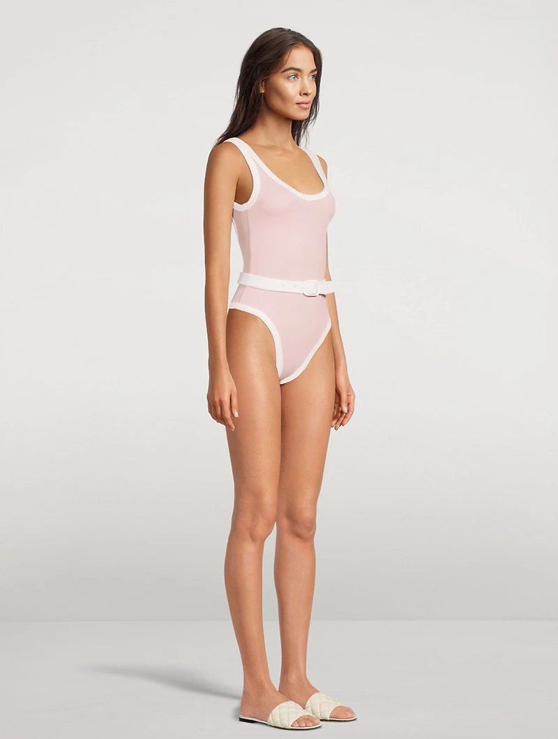 Volley Belted One-Piece Swimsuit