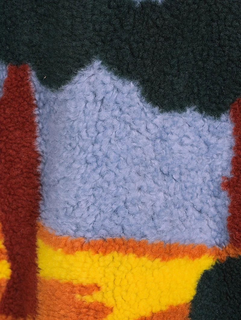 Landscape Jacquard Teddy Zip Jacket With Hood