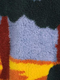 Landscape Jacquard Teddy Zip Jacket With Hood