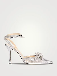 Double Bow Crystal-Embellished PVC Pumps