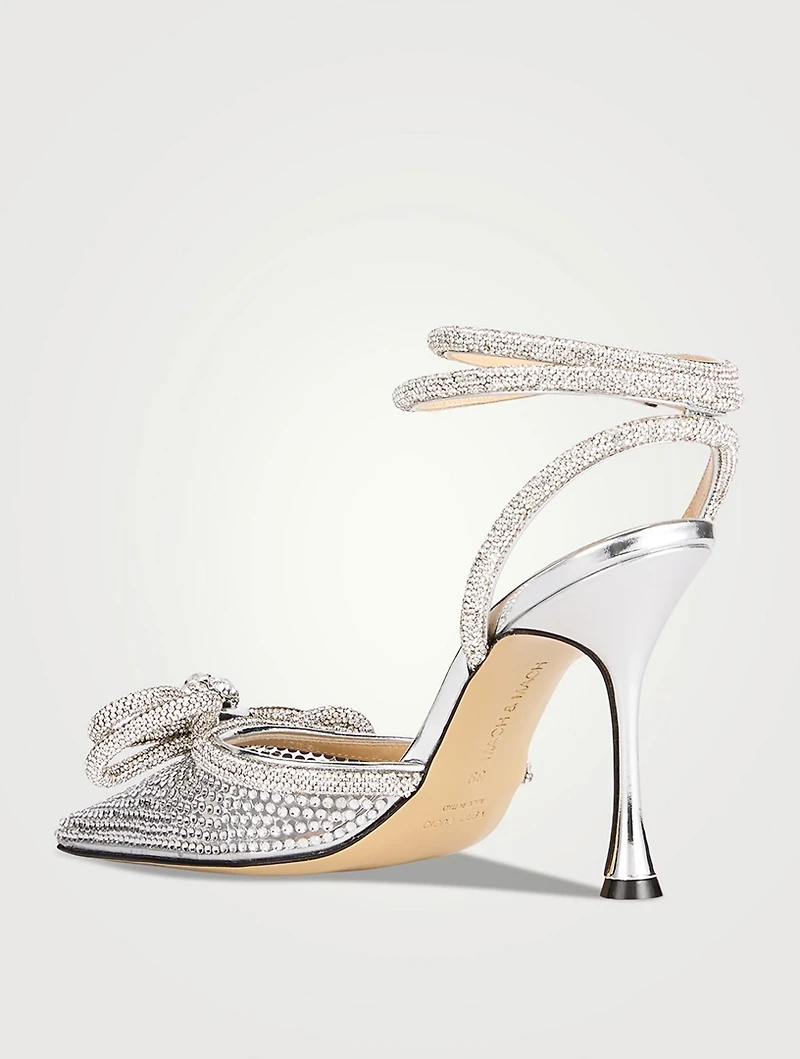 Double Bow Crystal-Embellished PVC Pumps