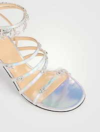 Camille Crystal Bow Iridescent Leather Sandals