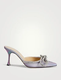Double Bow Crystal-Embellished Leather Mules
