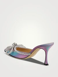 Double Bow Crystal-Embellished Leather Mules