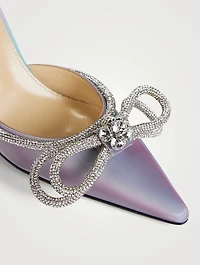 Double Bow Crystal-Embellished Leather Mules