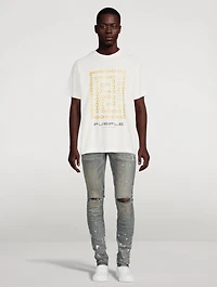 Painted Slim-Fit Jeans With Knee Slits