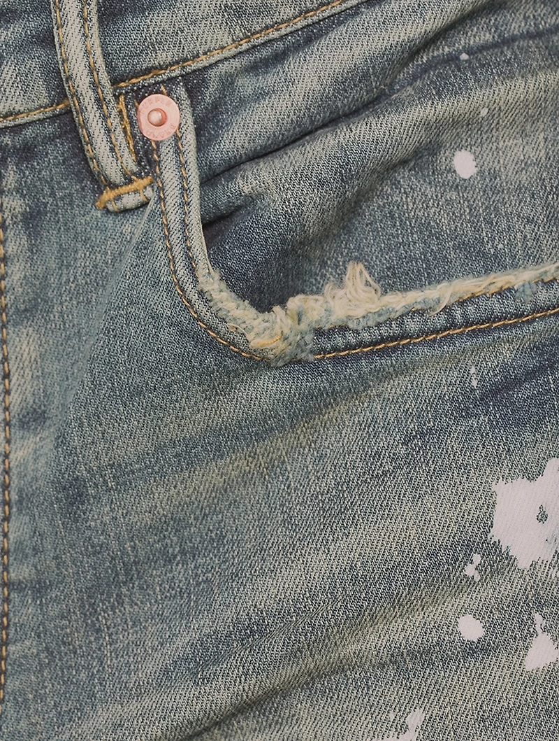 Painted Slim-Fit Jeans With Knee Slits