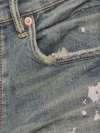 Painted Slim-Fit Jeans With Knee Slits