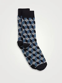 Organic Cotton Socks In Cube Pattern