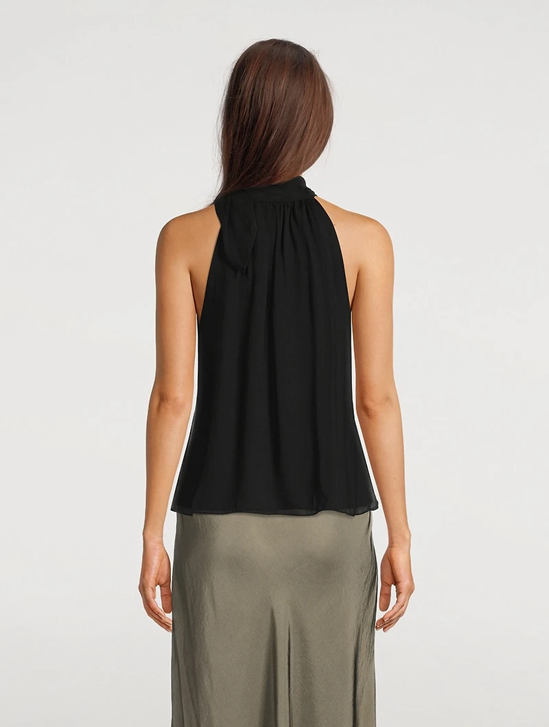 Crinkled Silk Halter Top