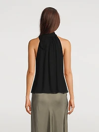 Crinkled Silk Halter Top