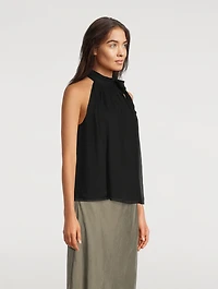 Crinkled Silk Halter Top