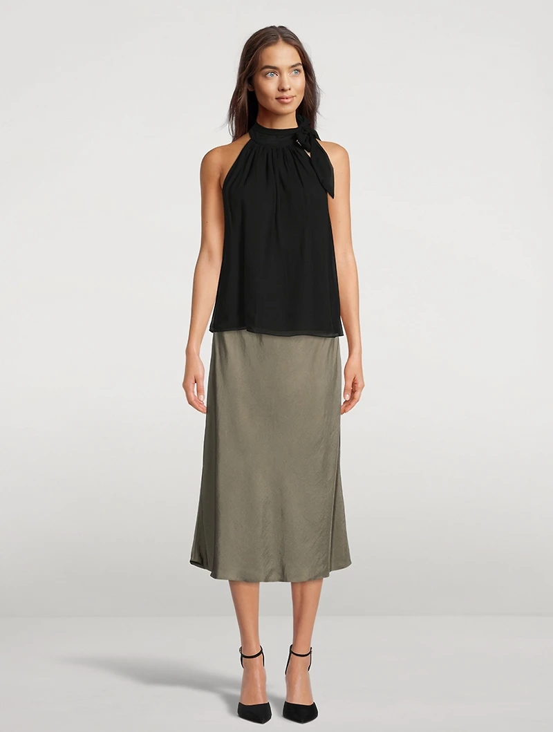 Crinkled Silk Halter Top