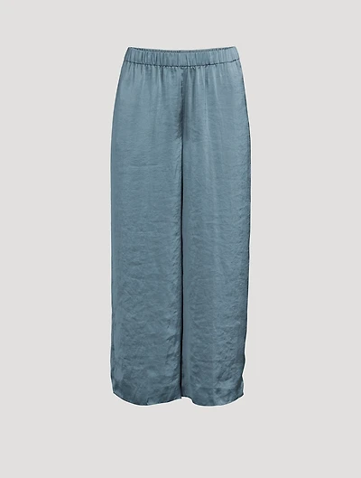 Easy Wide-Leg Crushed Satin Trousers