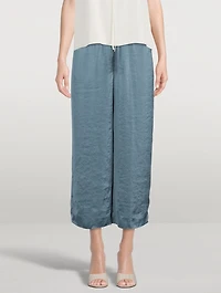 Easy Wide-Leg Crushed Satin Trousers