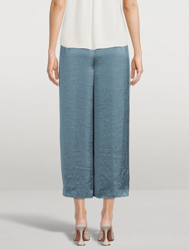 Easy Wide-Leg Crushed Satin Trousers