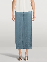 Easy Wide-Leg Crushed Satin Trousers