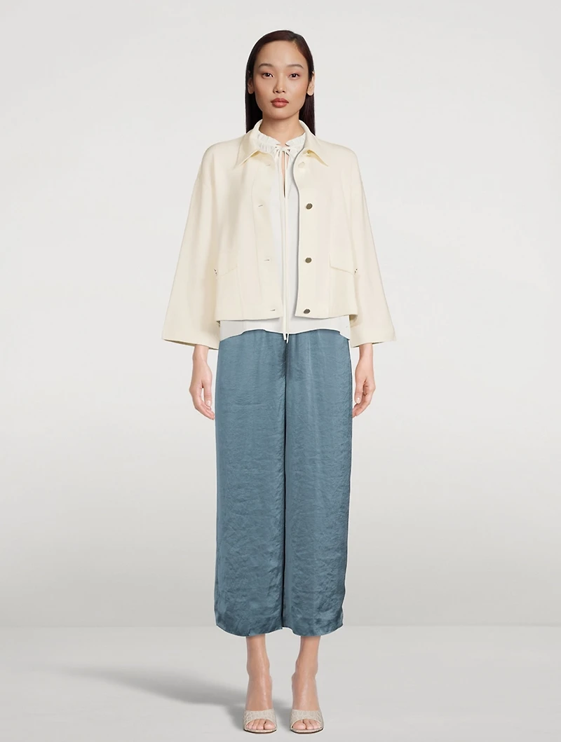 Easy Wide-Leg Crushed Satin Trousers