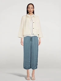 Easy Wide-Leg Crushed Satin Trousers