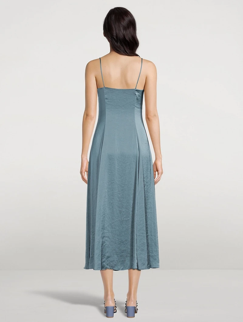 Crushed Satin Midi Dress