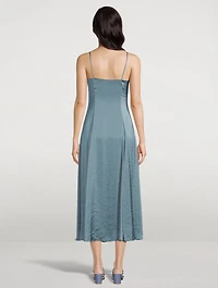 Crushed Satin Midi Dress