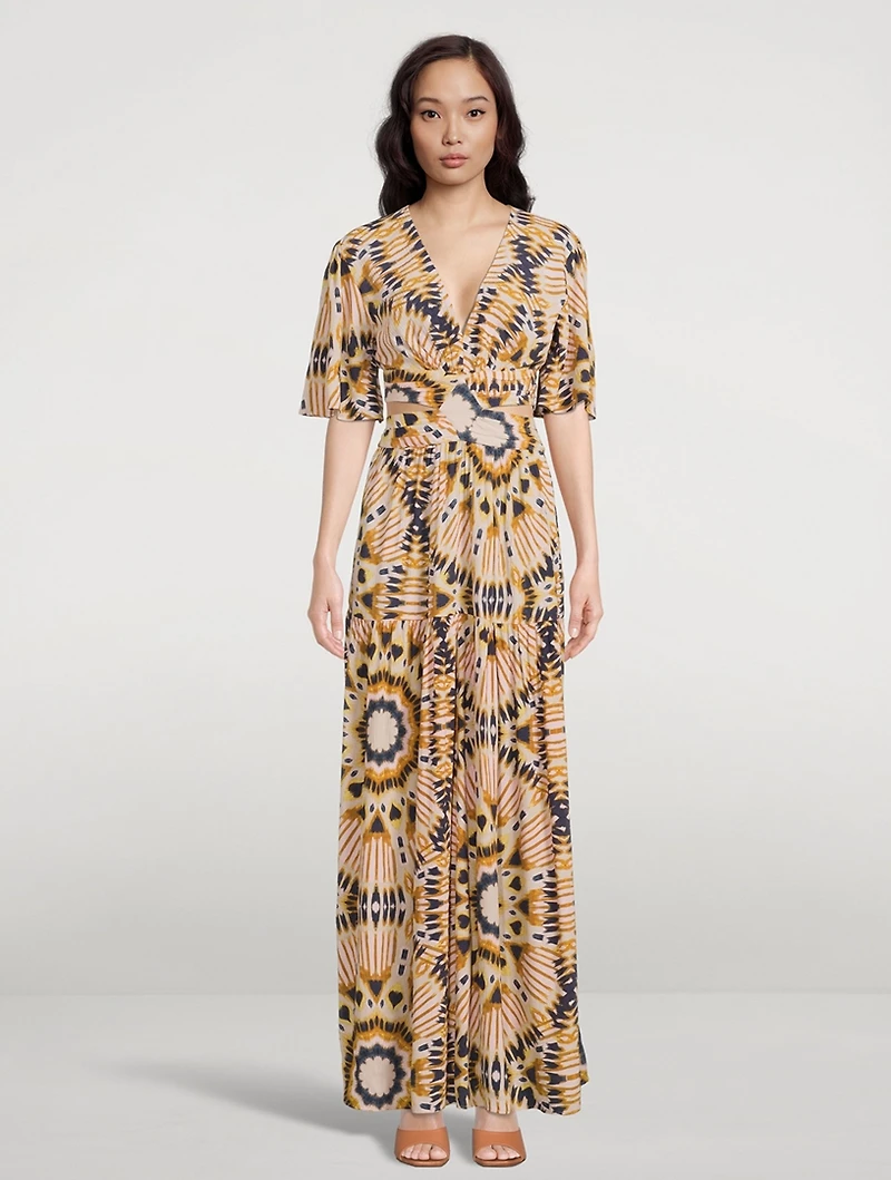 Candy Cut-Out Maxi Dress Ikat Print