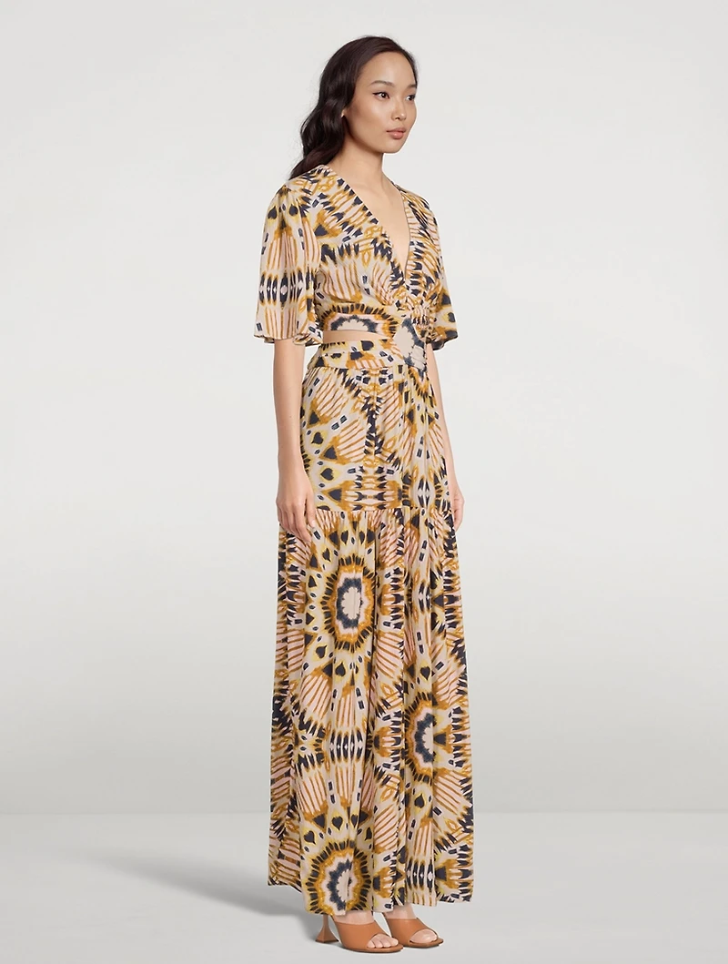 Candy Cut-Out Maxi Dress Ikat Print