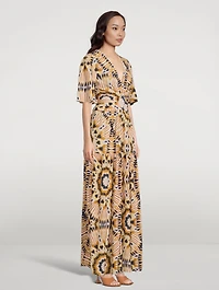 Candy Cut-Out Maxi Dress Ikat Print