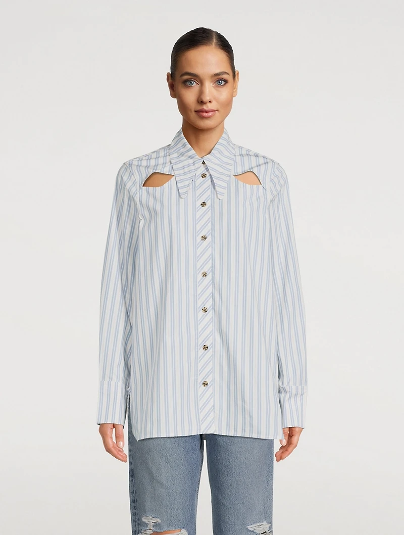 Cut-Out Shirt Stripe Print