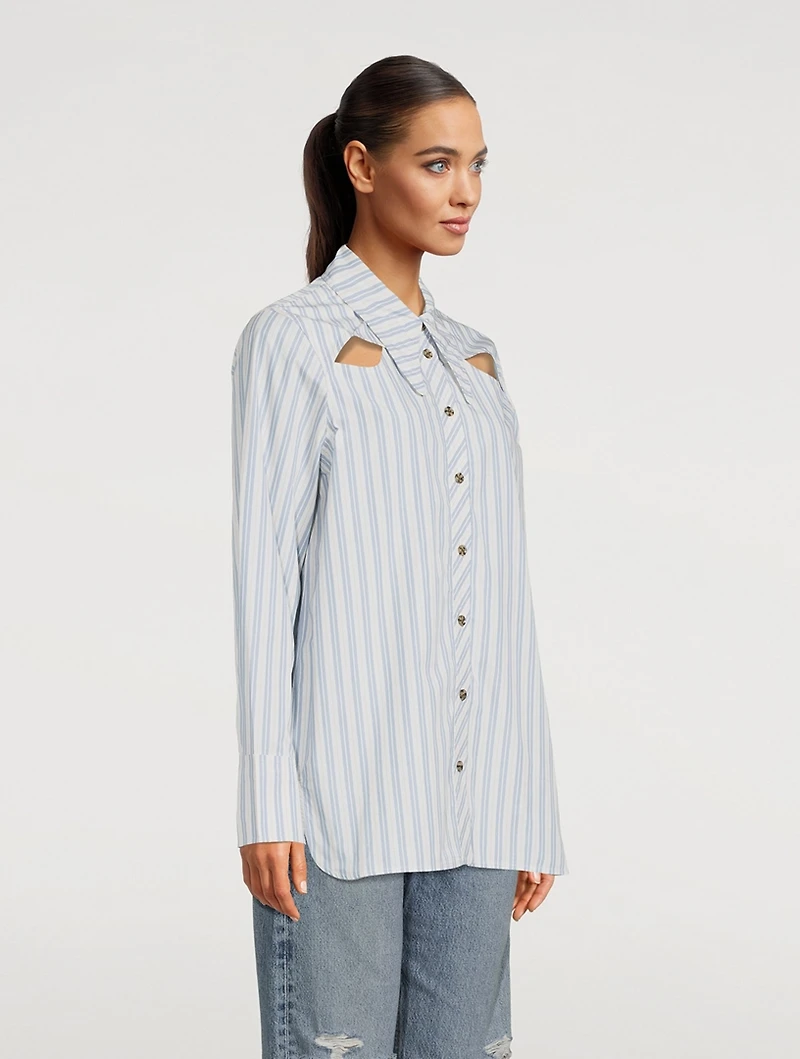 Cut-Out Shirt Stripe Print