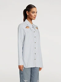 Cut-Out Shirt Stripe Print